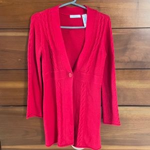 Woman’s Red Cardigan
